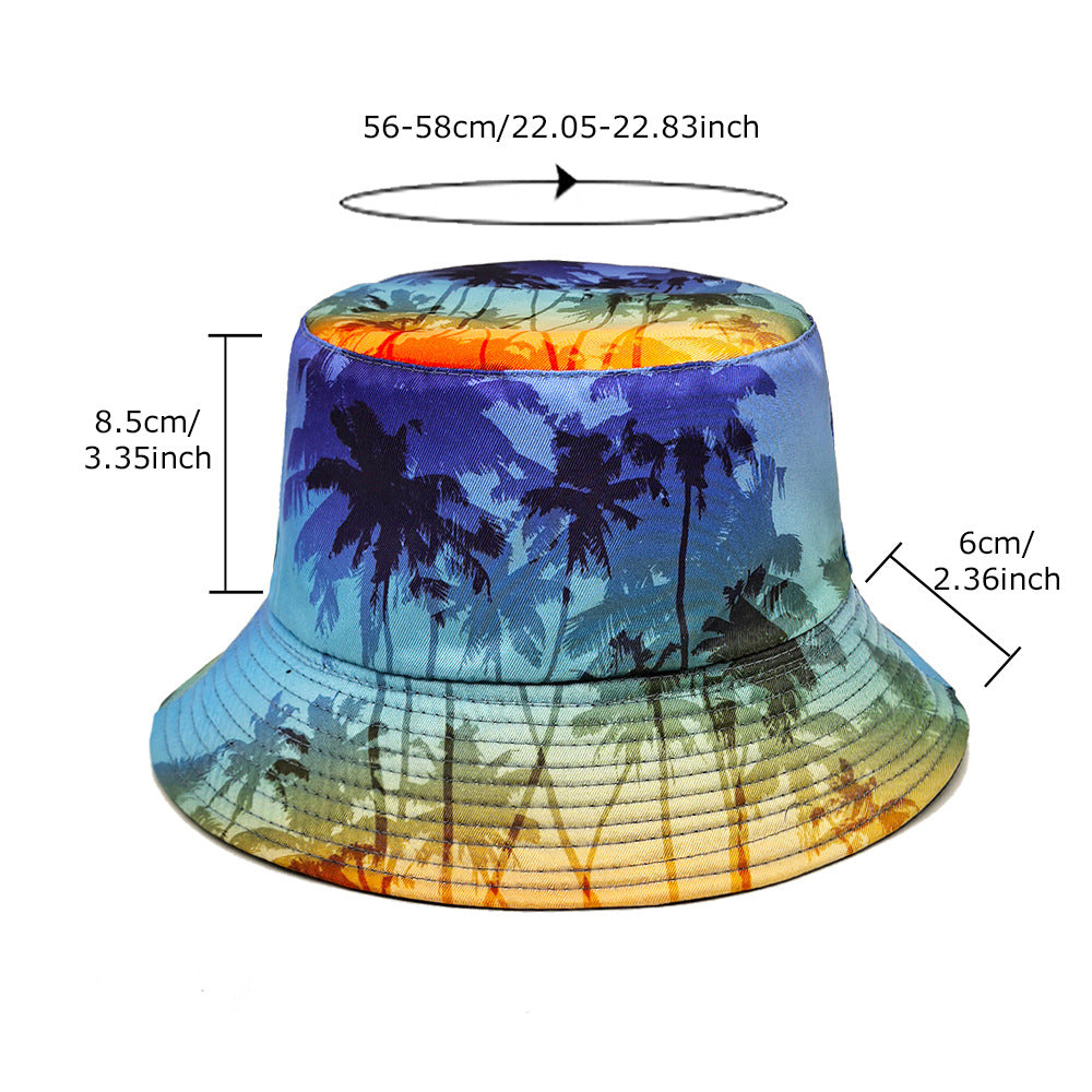 Wholesale Coconut Tree Pattern Bucket Hat Beach Hat
